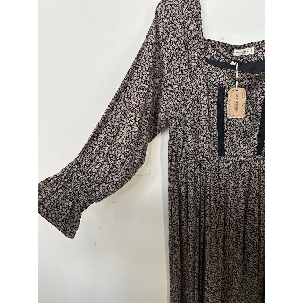 NWT Natural Life Multicolor Floral Pattern Prairie Maxi Long Dress Boho Sz S‎ - Picture 5 of 8